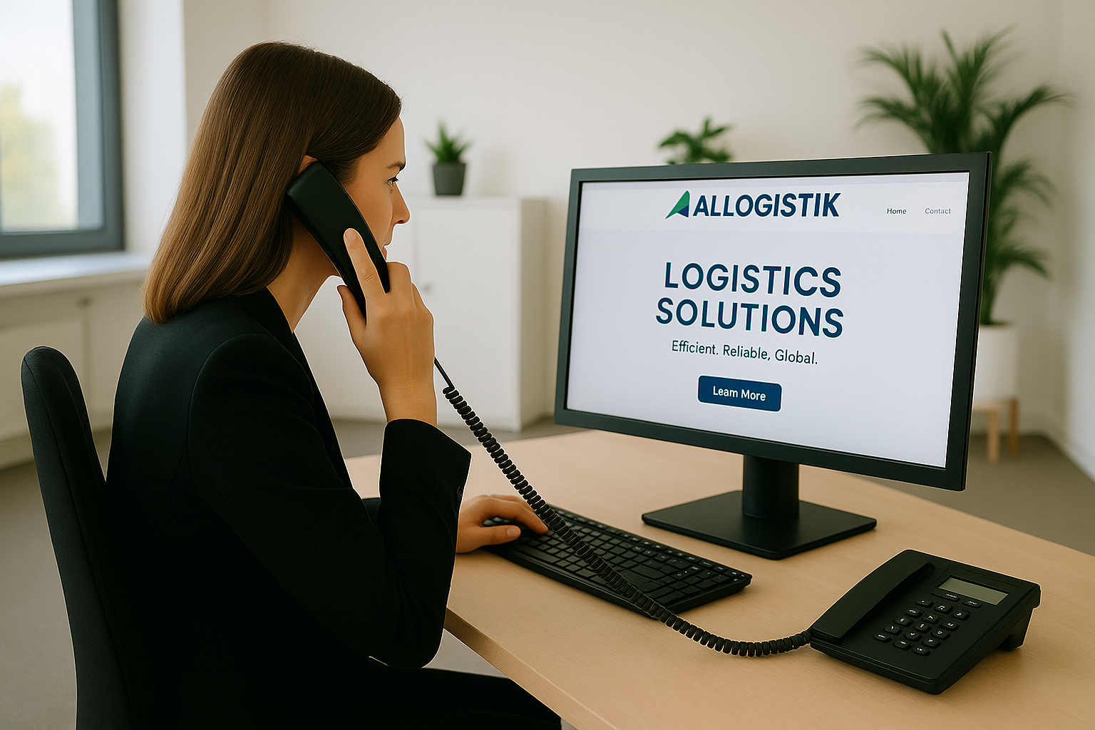 Auf den Bildschirm die Homepage von ALLOGISTIK Auf den Bildschirm die Homepage von ALLOGISTIK